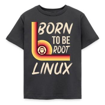 Linux Born to be root Retro Admin Nerd Geek - Kids' T-Shirt - dark grey - Front - AI Model Kid Female (0cm)