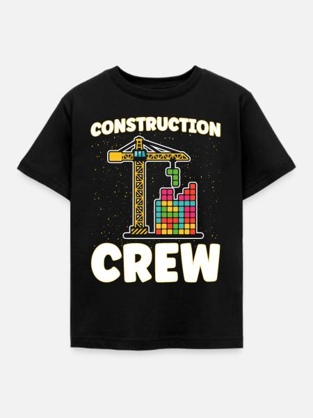 Crew Klemmbaustein Baustein - Kinder T-Shirt - Schwarz