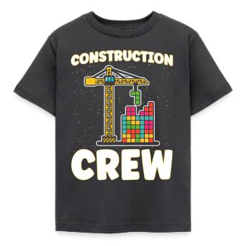 Crew Klemmbaustein Baustein - Kinder T-Shirt - Dunkelgrau - Vorne - AI Model Kid Female (0cm)