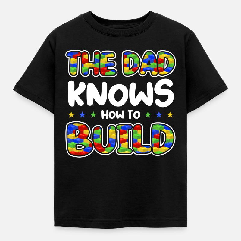 Papa Klemmbaustein Baustein - Kinder T-Shirt - Schwarz