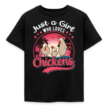 Chickens Girl Chicken Chicken Coop - Kids' T-Shirt - black - Front - AI Model Kid Female (0cm)