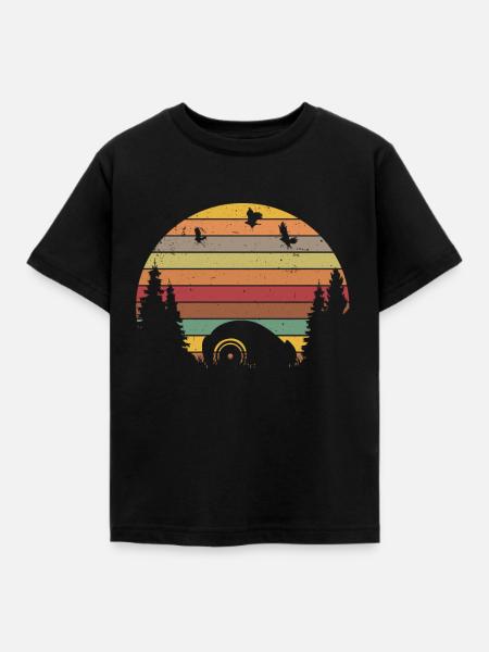 Mähroboter Retro Rasenroboter Vintage - Kinder T-Shirt - Schwarz