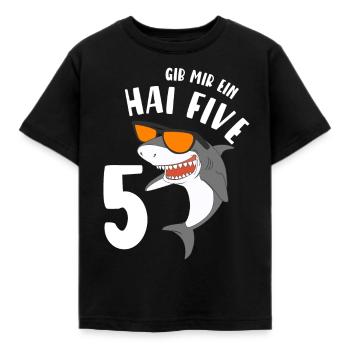 5 Jahre Jungen Hai Five Geburtstagsmotiv Geschenk - Kinder T-Shirt - Schwarz - Vorne - AI Model Kid Female (0cm)