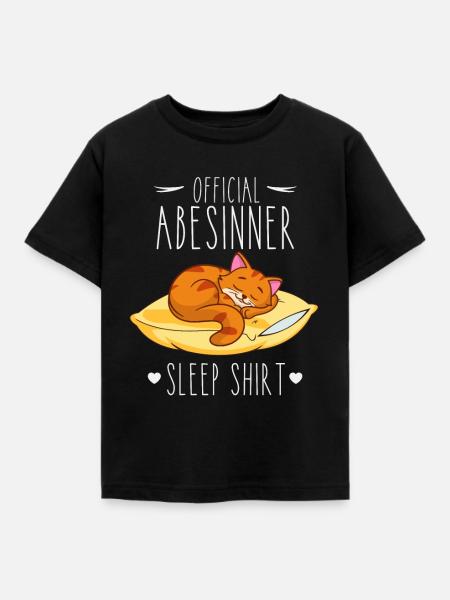Schlafshirt: Schlafende Abesinner Katze - Kinder T-Shirt - Schwarz