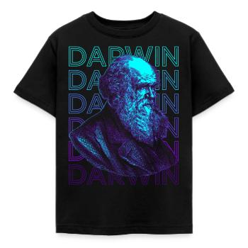 Charles Darwin Evolutionstheorie Retro Geschenk - Kinder T-Shirt - Schwarz - Vorne - AI Model Kid Female (0cm)