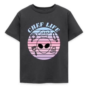 La vie d’un chef cuisinier au travail - T-shirt Enfant - charbon - Devant - AI Model Kid Female (0cm)