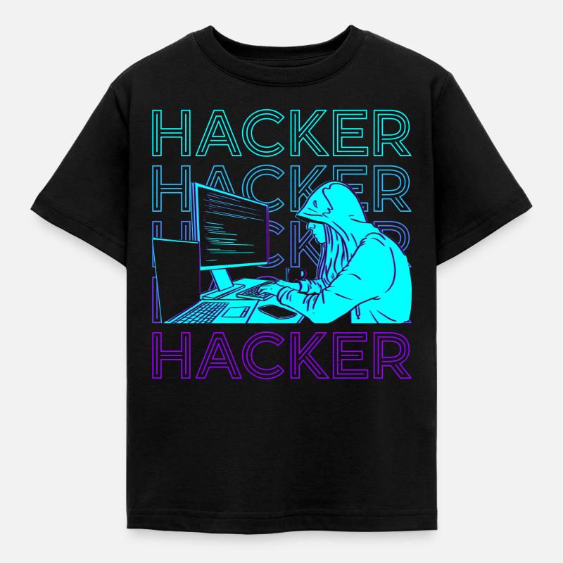 Hacker Hacking Hack Coding Programmierung Retro - Kinder T-Shirt - Schwarz