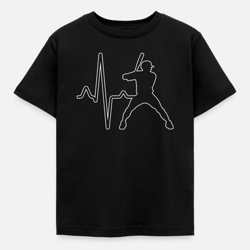 Battement de cœur de baseball - T-shirt Enfant - noir