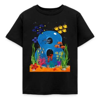 8 Geschenkidee zum Geburtstag - Kinder T-Shirt - Schwarz - Vorne - AI Model Kid Female (0cm)