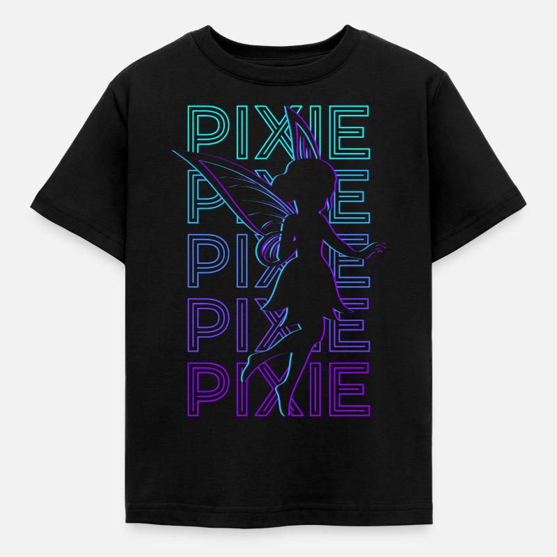 Pixie Fairy Retro - Kinder T-Shirt - Schwarz