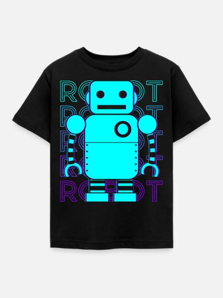 Roboter Retro - Kinder T-Shirt - Schwarz