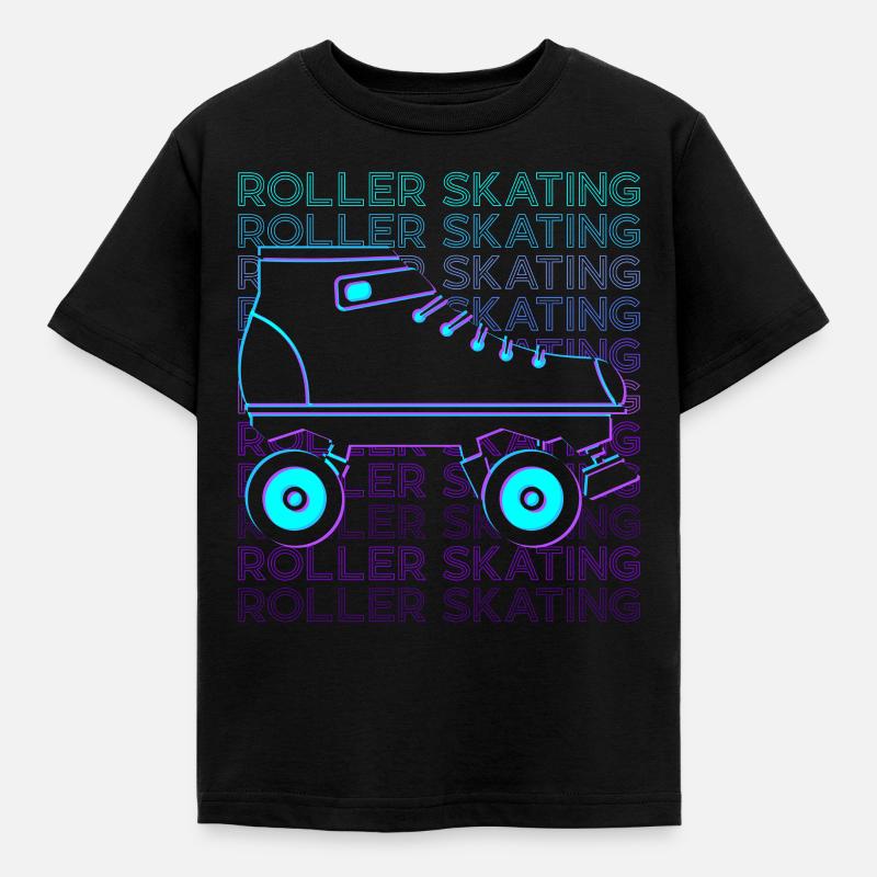 Rollschuhlaufen Rollschuhläufer Rollschuhe Retro - Kinder T-Shirt - Schwarz