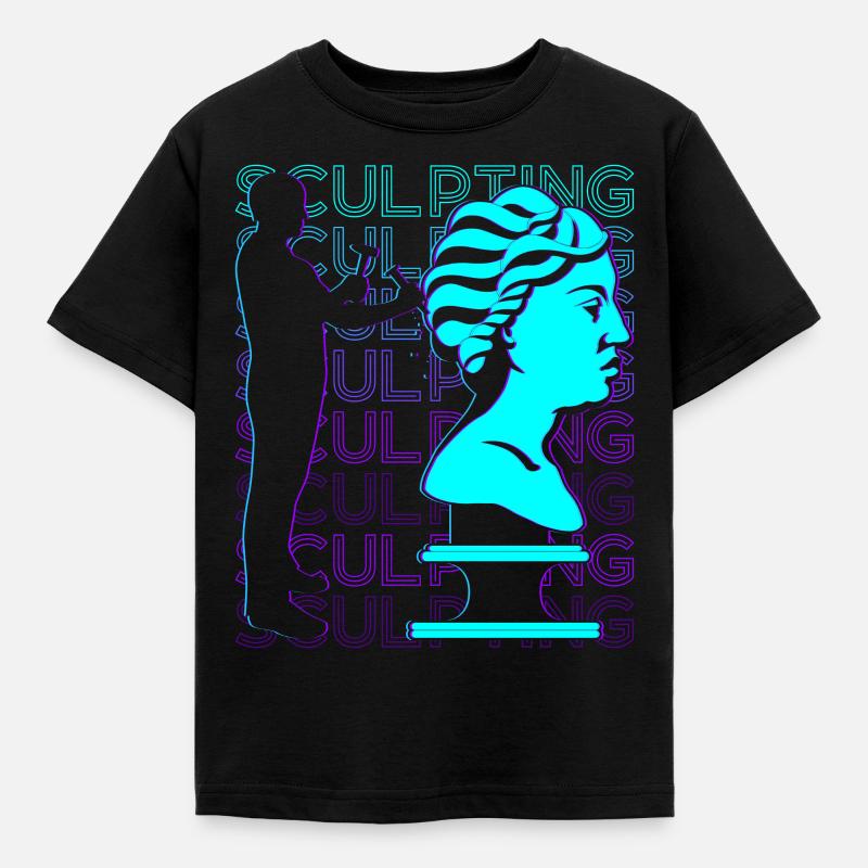 Bildhauerei Bildhauer Retro - Kinder T-Shirt - Schwarz