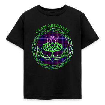 Clan Aberdale Schottischer Tartan Keltische Distel - Kinder T-Shirt - Schwarz - Vorne - AI Model Kid Female (0cm)