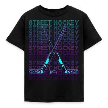 Street Hockey Player Retro - Kids' T-Shirt - black - Front - AI Model Kid Female (0cm)