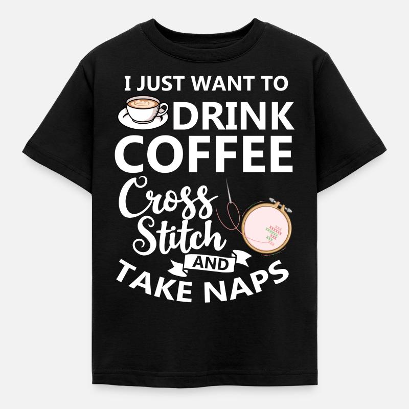 Cross Stitch Pattern Cross Stitch Needles Embroidery Weaving - Kids' T-Shirt - black