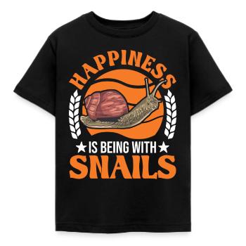 Le bonheur, c’est d’être avec Snails Snail - T-shirt Enfant - noir - Devant - AI Model Kid Female (0cm)