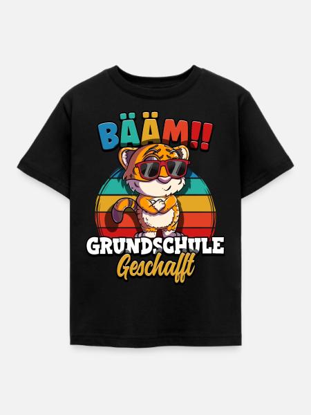 Bääm Grundschule Geschafft - Kinder T-Shirt - Schwarz