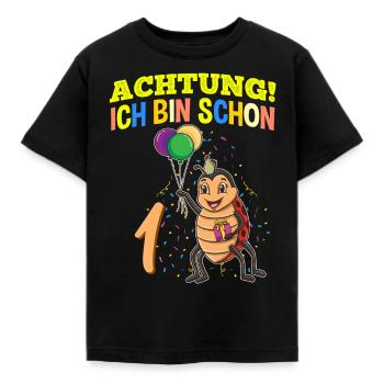 Achtung Ich Bin Schon 1 Geburtstag Marienkäfer - Kinder T-Shirt - Schwarz - Vorne - AI Model Kid Female (0cm)