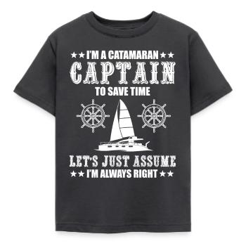 Catamaran Captain - Kids' T-Shirt - dark grey - Front - AI Model Kid Female (0cm)