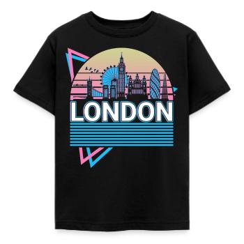 London City Skyline Cityscape Retro - Kids' T-Shirt - black - Front - AI Model Kid Female (0cm)