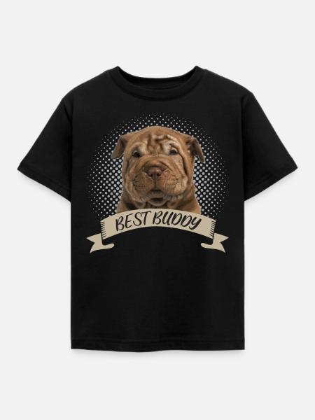 Shar Pei Best Buddy Hundeportrait - Kinder T-Shirt - Schwarz
