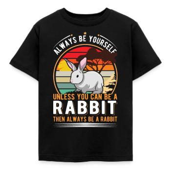 Rabbit Rabbit Rabbit Rabbit - Kids' T-Shirt - black - Front - AI Model Kid Female (0cm)