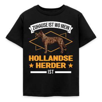 Zuhause ist wo mein Hollandse Herder ist - Kinder T-Shirt - Schwarz - Vorne - AI Model Kid Female (0cm)