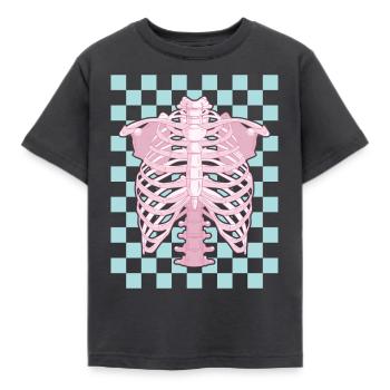 Dänischer Pastell-Ästhetischer Rippenkäfig Skelett - Kinder T-Shirt - Dunkelgrau - Vorne - AI Model Kid Female (0cm)