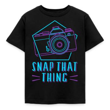 Photography Camera Lens Retro Snap - Kinder T-Shirt - Schwarz - Vorne - AI Model Kid Female (0cm)