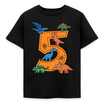 5 Years Dinosaur 5 Birthday Boy - Kids' T-Shirt - black - Front - AI Model Kid Female (0cm)