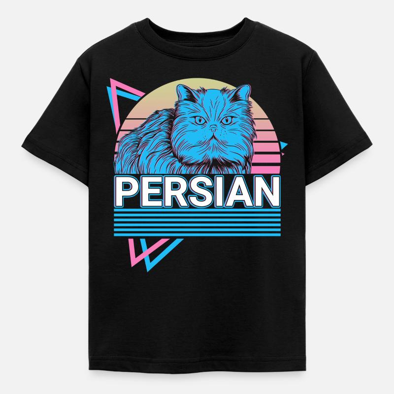 Perserkatze Retro - Kinder T-Shirt - Schwarz