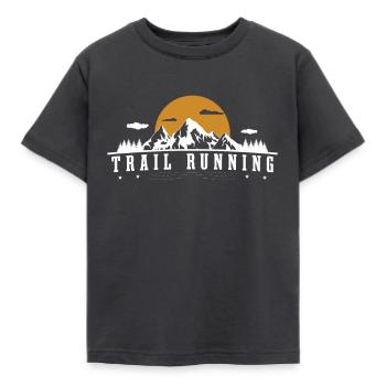 TrailRunning Trail Running Trailrunner Mountain Running - Kids' T-Shirt - dark grey - Front - AI Model Kid Female (0cm)