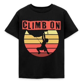 Climb On - Bergsteiger Klettern Bouldering - Kinder T-Shirt - Schwarz - Vorne - AI Model Kid Female (0cm)