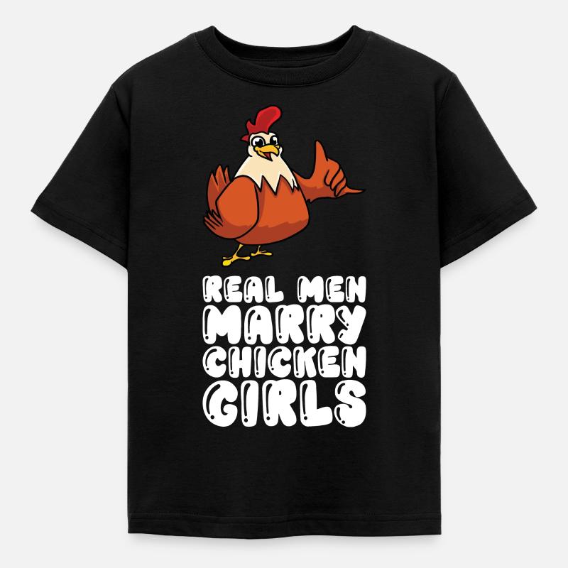 Echte Männer Heiraten Hühnermädchen - Kinder T-Shirt - Schwarz