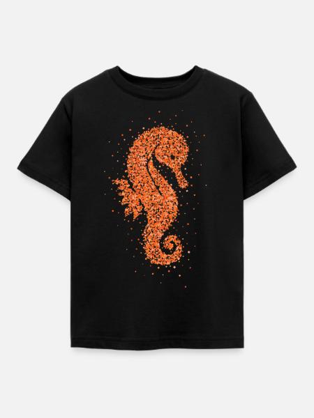 Schwimmprüfung Abzeichen Seepferdchen Seepferd - Kinder T-Shirt - Schwarz