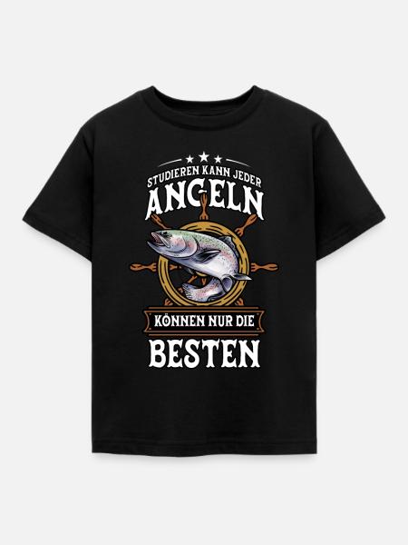 Angeln Angler - Kinder T-Shirt - Schwarz