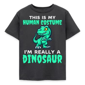 This is my human costume im really a dinosaur - Kids' T-Shirt - dark grey - Front - AI Model Kid Female (0cm)