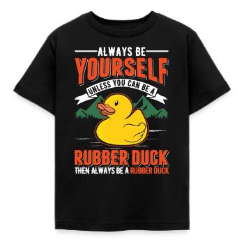 Canard en caoutchouc Canard grinçant Canard de bain - T-shirt Enfant - noir - Devant - AI Model Kid Female (0cm)