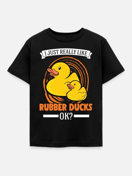 I just really like Rubber Ducks Gummiente - Børne-T-shirt - sort