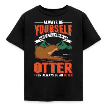 Otter Otter Sea Otter - Kids' T-Shirt - black - Front - AI Model Kid Female (0cm)
