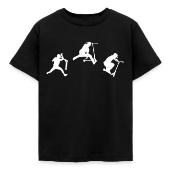 Stunt Scooter Trick Scooter Skatehalle - Kinder T-Shirt - Schwarz - Vorne - AI Model Kid Female (0cm)