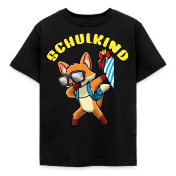 Schulkind Einschulung Fuchs - Kinder T-Shirt - Schwarz - Vorne - AI Model Kid Female (0cm)