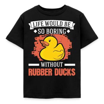 Canard en caoutchouc Cadeau Canard Grinçant Canard Bain Canard - T-shirt Enfant - noir - Devant - AI Model Kid Female (0cm)