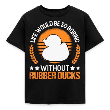 Canard en caoutchouc Cadeau Canard Grinçant Canard Bain Canard - T-shirt Enfant - noir - Devant - AI Model Kid Female (0cm)