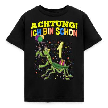 Achtung Ich Bin Schon 1 Geburtstag Gottesanbeterin - Kinder T-Shirt - Schwarz - Vorne - AI Model Kid Female (0cm)