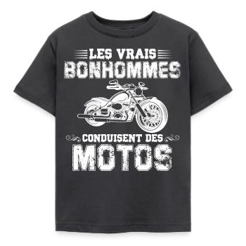 Les vrais bonhommes conduisent des motos - T-shirt Enfant - charbon - Devant - AI Model Kid Female (0cm)