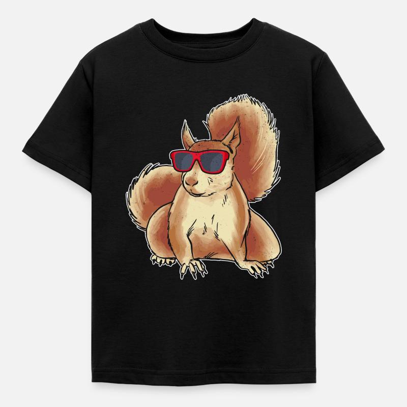 Eichhörnchen mit Sonnenbrille Cooles Eichhörnchen - Kinder T-Shirt - Schwarz