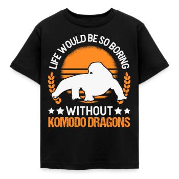 Komodo Dragon Monitor Lizard Gift Komodo Dragon Monitor yano - Kids' T-Shirt - black - Front - AI Model Kid Female (0cm)