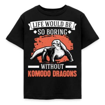 Komodo Dragon Monitor Lizard Gift Komodo Dragon Monitor yano - Kids' T-Shirt - black - Front - AI Model Kid Female (0cm)